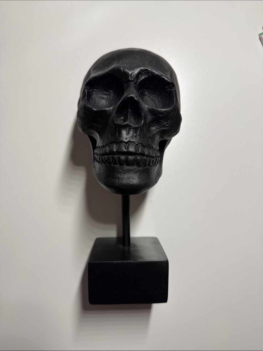 Black Decorative Skull Sculpture - Modern Home Art